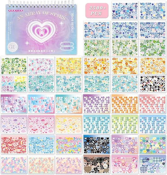 2500PCS Scrapbook Stickers Book Cute Butterfly Stars Heart Letter Stickers
