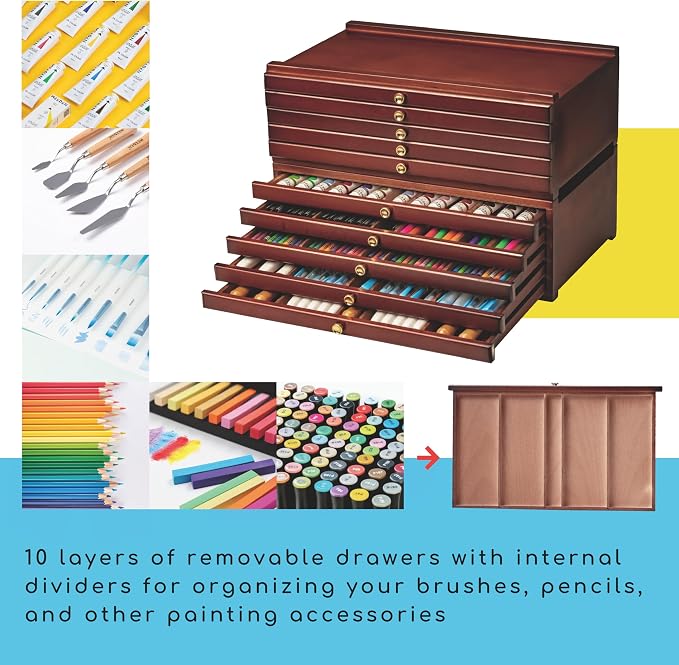 MEEDEN Art Supply Storage Box: 10 Drawers Pencil Organizer Craft Storage