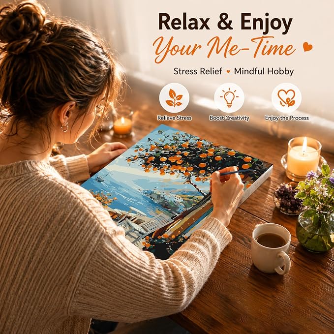 AUKELHJ Paint by Numbers Kit for Adults Beginner, Landscape, 16X20 Inch | Paint by Number for Adults, Beginner Friendly, High-Definition Color Canvas, Stress Relief, Home Decor, Gifts, Unframed