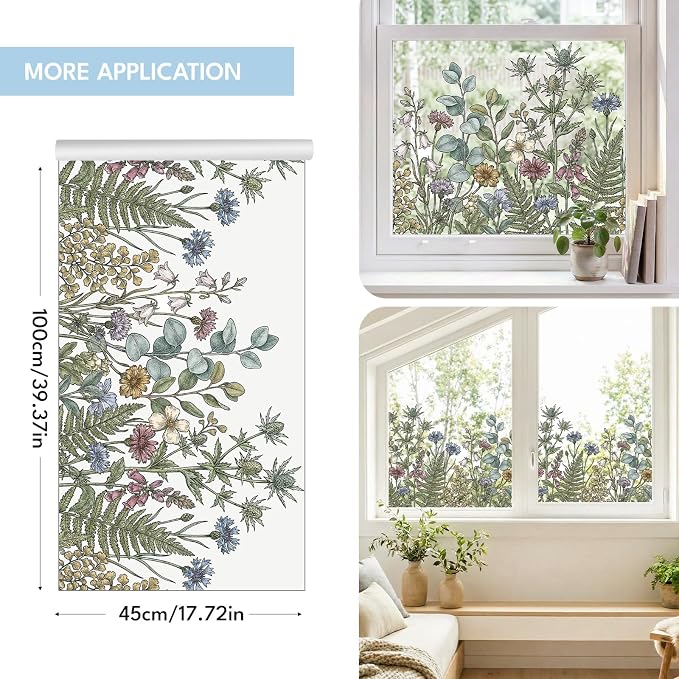 ADD.HERES Stained Glass Window Film, Window Film Decorative, 17.5 x 78.7 in