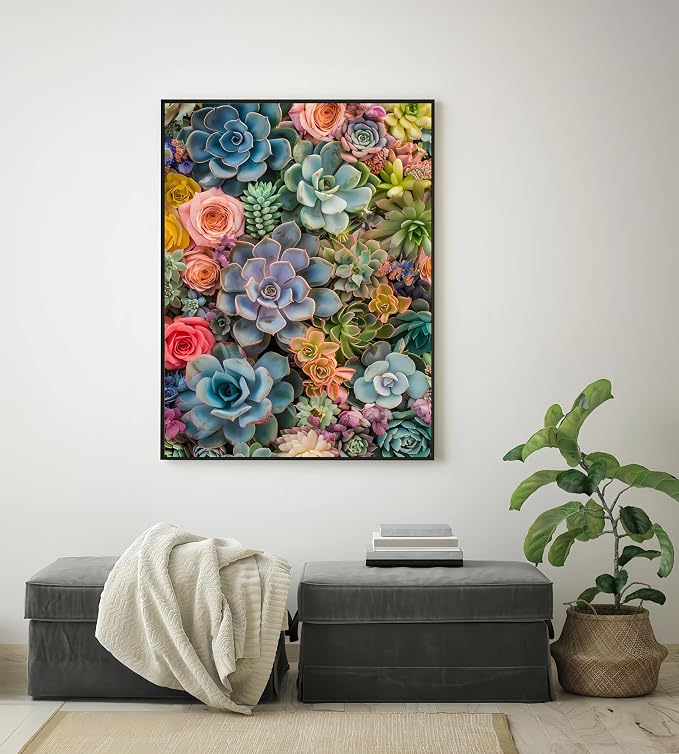 Diamond Art Kits for Adults,Succulent Plants Diamond Paintings Kits | 5D DIY Flower Paint By Diamonds,Full Round Drill Diamond Dot Gem Art Painting Kits,for Home Wall Decor 11.8X15.7 Inch