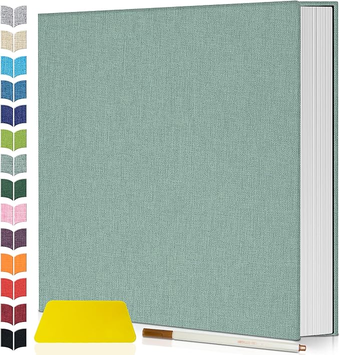 Artfeel Photo Album Self Adhesive Scrapbook,60 Pages Large Photo Book for 4x6,5x7,8x10 Pictures,DIY Album for Baby Wedding Family Travel Birthday,with Metallic Pen and Scraper