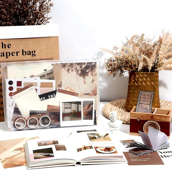 114 Pcs Aesthetic Scrapbook Kit DIY Junk Journaling Supplies, Vintage Style