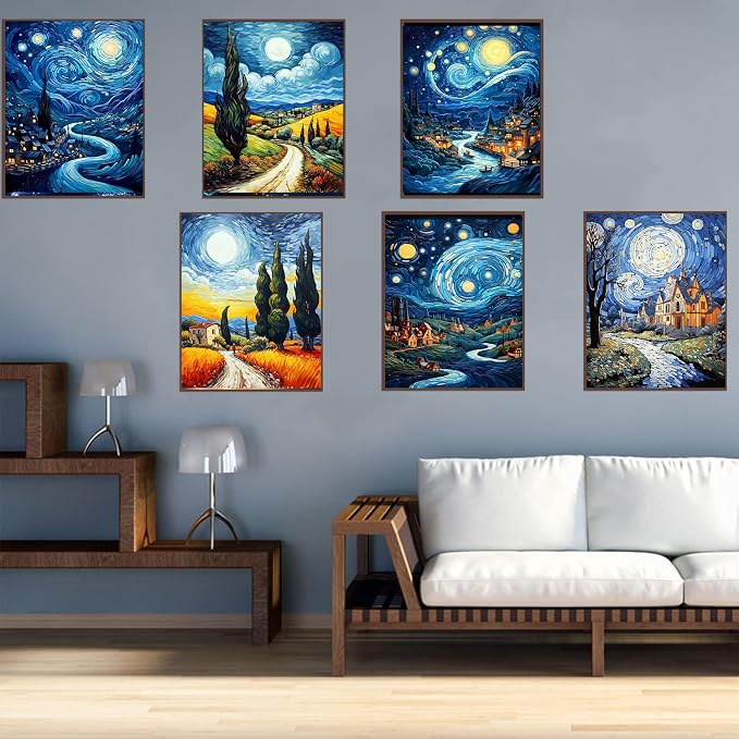 Leatrice 6 PCS Van Gogh Landscape Diamond Art Kits for Adults