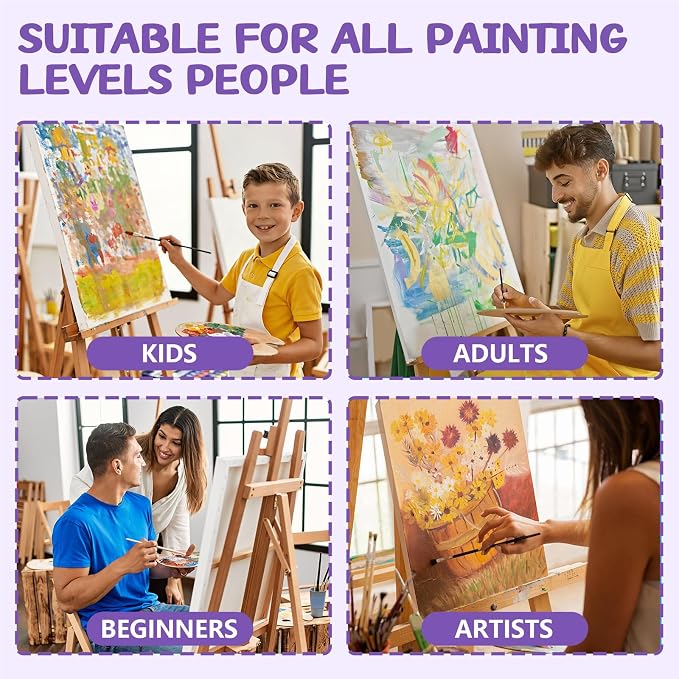 ESRICH Stretched Canvas for Painting 16x40 Inch, 3Pack Large Canvas for Painting, Triple Primed Acid-Free Cotton Blank Canvases for Oil, Acrylic, Watercolor & Gouache for Paint Parties, Art Classes