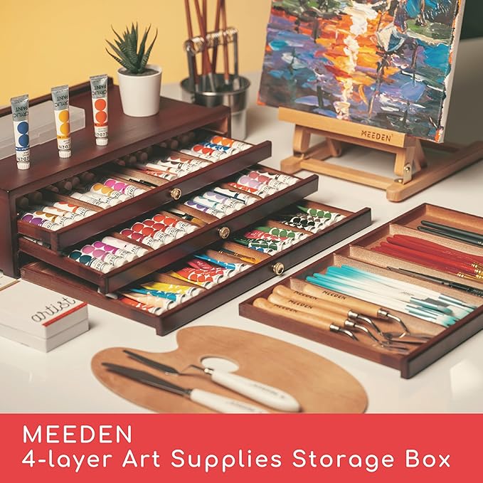 MEEDEN Art Supply Storage Box: 4 Drawers Pencil Organizer Craft Storage