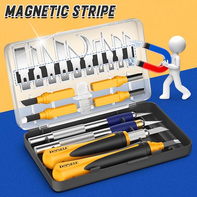 DIYSELF 22 PCS Exacto Knife Set, Craft Knife with 13 Blades & Carry Case | Sharp High-Carbon Steel Hobby Knife Set for Models, Stencils, Scrapbooking, Pumpkin Carving, Scalpel Knife for DIY Projects