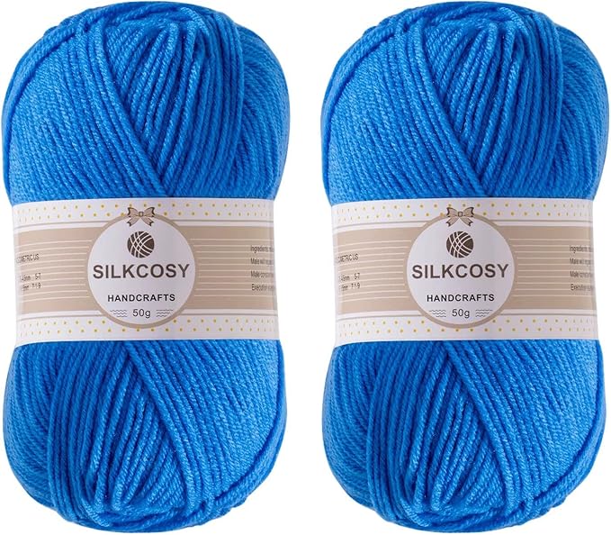 2 Pcs Crochet Yarn, Feels Soft 280 Yards Assorted Colors 4ply Acrylic Yarn for Crochet & Hand Knitting - Sky Blue