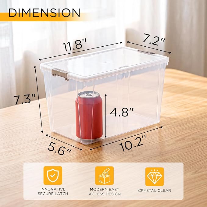 Citylife 6Packs 7.8Qt Plastic Storage Bins with Lids, Clear Organizer