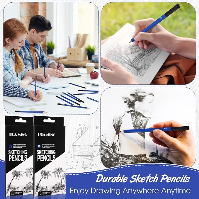 Humyoun 120 Pcs Graphite Sketch Pencil Set (8B - 5H), Professional Drawing Sketching Pencil Set, Charcoal Gift Bulk for Beginners Artists Drawing Art Project, Shading Supplies