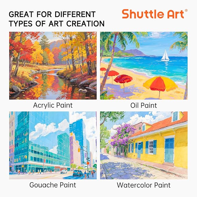 Shuttle Art 52 Pack Canvas for Painting, Multi-Size 5x5/6x6/8x8/10x10 Inch Blank Canvas Boards for Painting, 100% Cotton Primed White Art Canvas, Ideal Art Supplies for Kids Adults Acrylic OilPainting