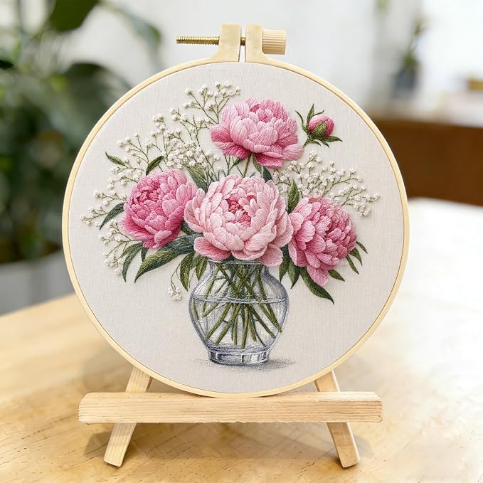 LYMIGER 3 Packs Embroidery Kit for Adults, Embroidery for Beginners (Vase)