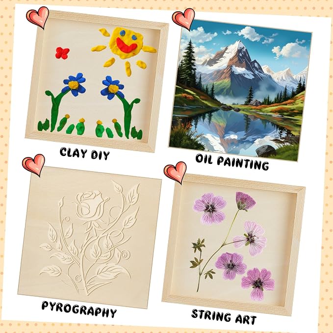 Barydat 24 Pcs Wood Panels for Painting 8'' x 8'' Unfinished Wood Canvas Board Artist Wall 0.79'' Deep Wooden Cradled Panels for DIY Crafts, Easel Display, Painting Pouring Arts Use with Oils, Acrylic