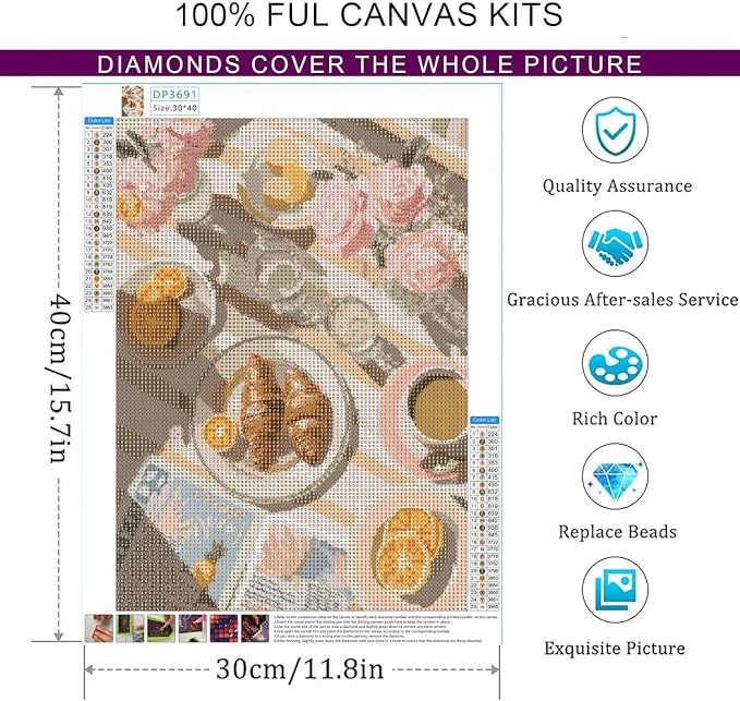 Breakfast Diamond Painting Kits for Adults,Coffee Diamond Art Kits Gem Art
