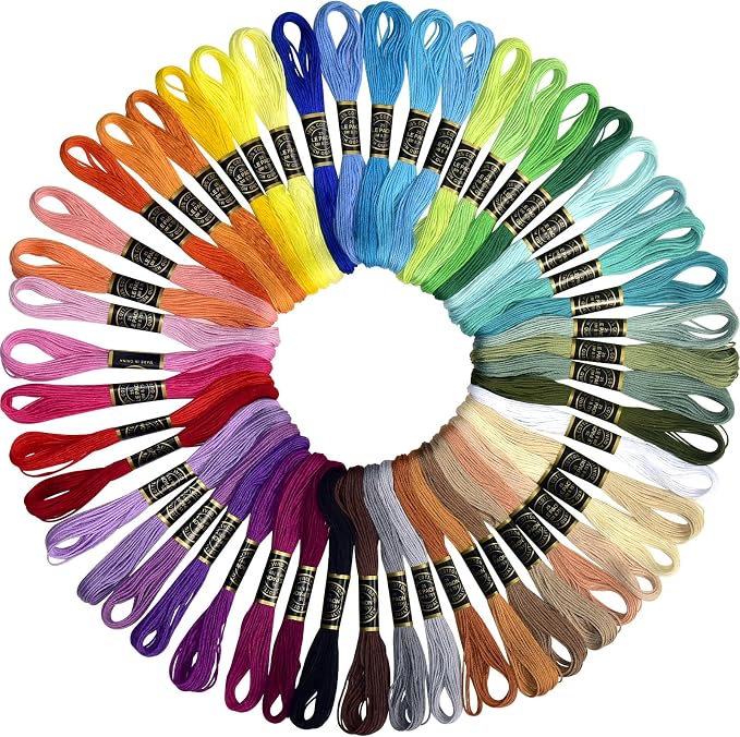 Friendship Bracelet String 50 Skeins Rainbow Color Embroidery Floss Cross Stitch Embroidery Thread Cotton Floss Bracelet Yarn, Craft Floss(Fashionable Color)