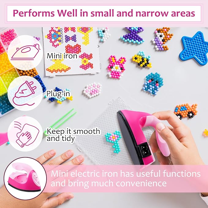 Honoson Mini Craft Iron with Charging Base Tiny,Pink, Light Pink