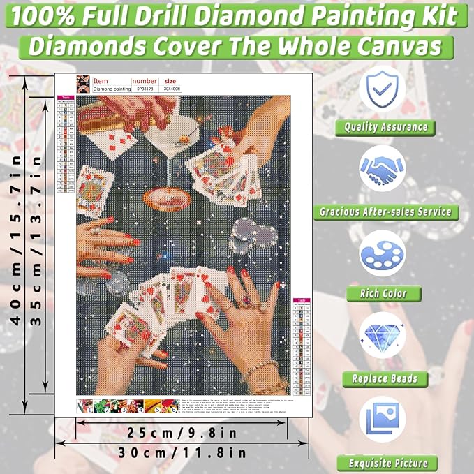 Square Diamond Art Kits for Adults Cute Diamond Painting Kit for Beginner | Vintage Black 5D DIY Square Diamond Dots Full Drill Crafts for Gem Art Dot Art for Adults Home Wall Decor for Teens 12x16 in