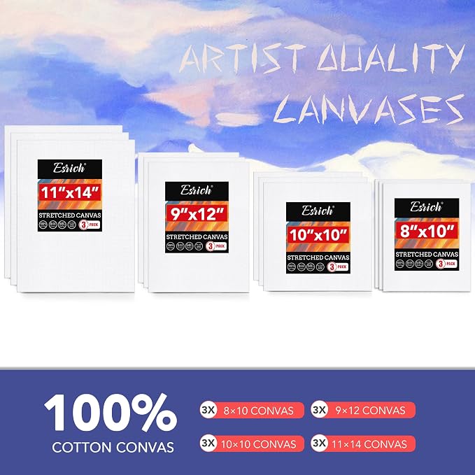ESRICH 60PCS Acrylic Paint Set for Adults with Table Wood Easel