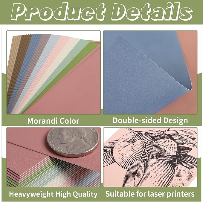 50 Sheets A5 Size Morandi Mixed Colors Cardstock 5.83 x 8.27 Inch 92LB