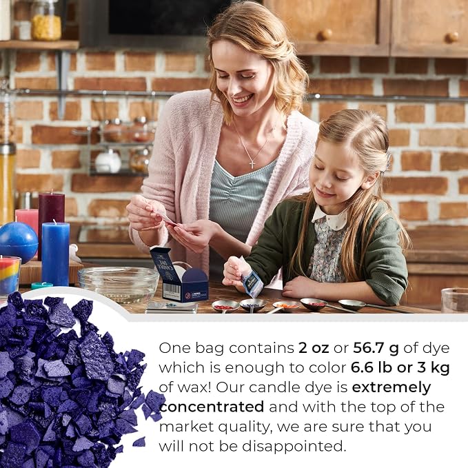 Dark Blue Candle Dye 2oz for Soy Candle Making – Wax Color Chips | Highly Concentrated Candle Wax Dyes – Candle Shop Premium Color Dye Chips for Soy Wax, Beeswax, Paraffin