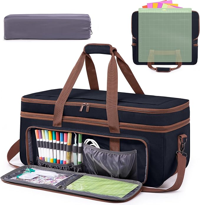 Double Layer Carrying Case with Cutting Mat Pocket & Accessories Storage