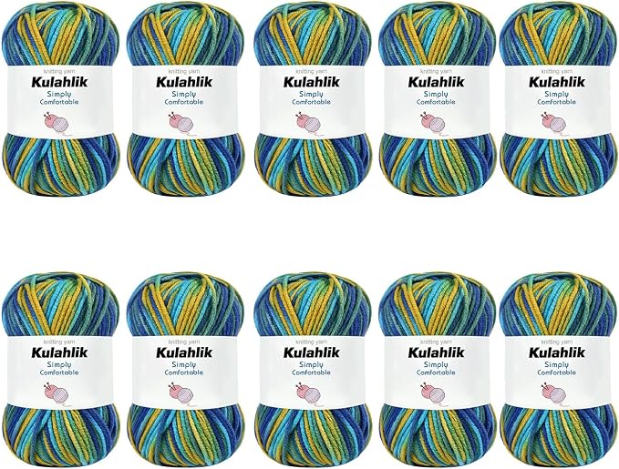 500g(10x50g) Acrylic Yarn for Crocheting and Knitting, Colorful Gradient Yarn Thread, 10 Rolls Skeins, Multicolor Hilo Acrílico, Perfect for DIY Crafts Project