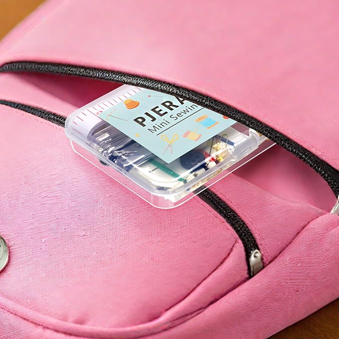 Min Sewing Kit, Travel Sewing Kit with Multi-Color Threads, Scissors, Needles, Buttons, Portable Emergency Sewing Tool Set with Storage Case, Adults Sewing Repair Kit for Craft Supplies