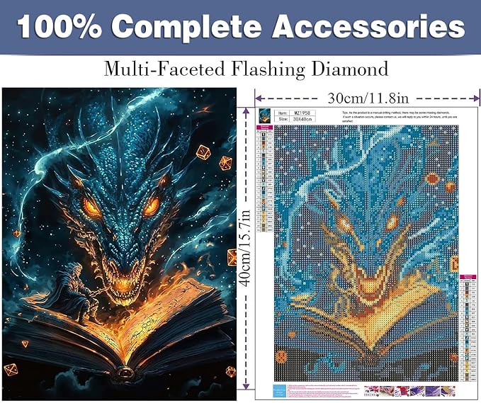 ijbnhd Dragon Diamond Art Kits for Adults Book 12x16 inch
