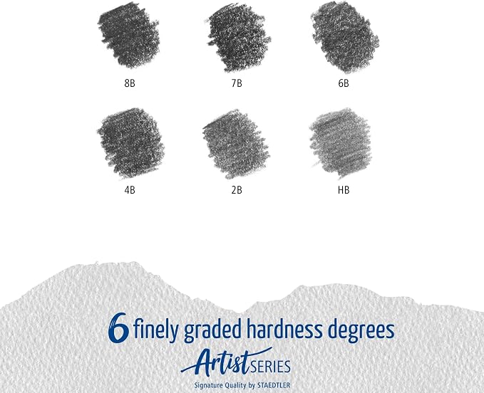 STAEDTLER Mars Lumograph Graphite Pencil Set: 6 Count (8B, 7B, 6B, 4B, 2B, HB) | Set of 6 Degrees in an Attractive Storage Tin (100G6)
