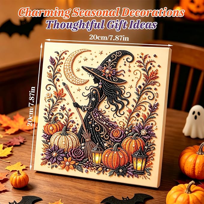 Halloween Ghost Pearl Art DIY Kit,Cute 3D Pearl Mosaic Craft Set for Adults & Beginners,Spooky Ghost Pumpkin Canvas Art for Fall Home Decor,Wall Art for Gift