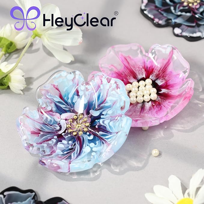HeyClear 5Pcs Coaster Silicone Resin Molds, Flower Coaster Epoxy Resin Molds with Holder Mold, Resin Casting Molds for Table Coasters, Home Decoration and DIY Art Crafts
