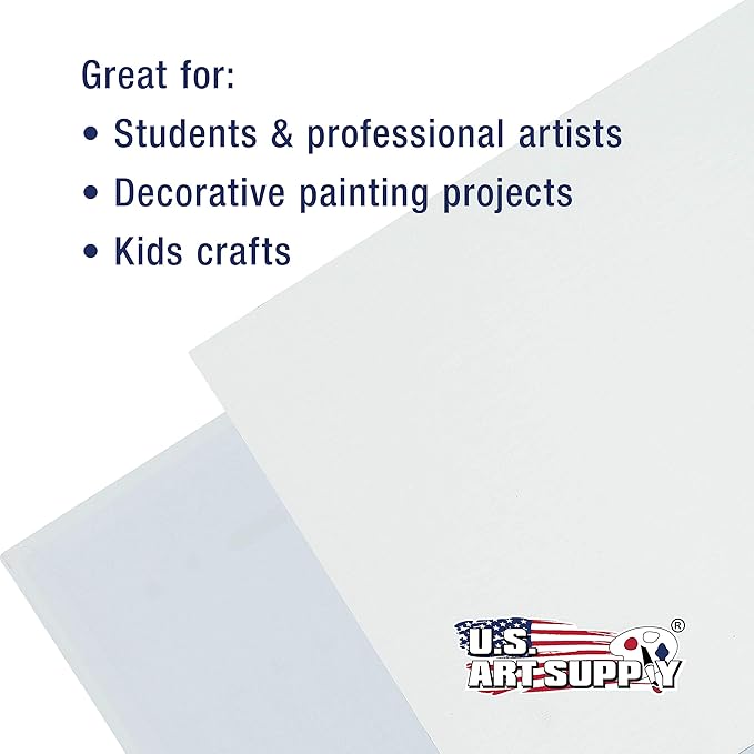 U.S. Art Supply 9 X 12 Inch Art Canvas Board Panels 48 Pack - 8 Ounce | Heavyweight Cotton Acid Free Canvases for Painting Acrylics and Watercolor (1 Case of 48 Single Canvas Painting Panels)