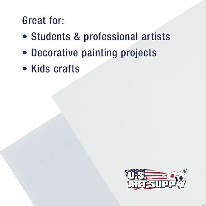 U.S. Art Supply 9 X 12 Inch Art Canvas Board Panels 12 Pack - 8 Ounce | Heavyweight Cotton Acid Free Canvases for Painting Acrylics and Watercolor (1 Case of 12 Single Canvas Painting Panels)
