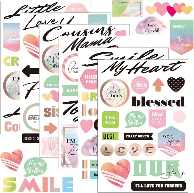 Chinco 30 Sheet Family Friend Theme Scrapbooking Sticker Decals