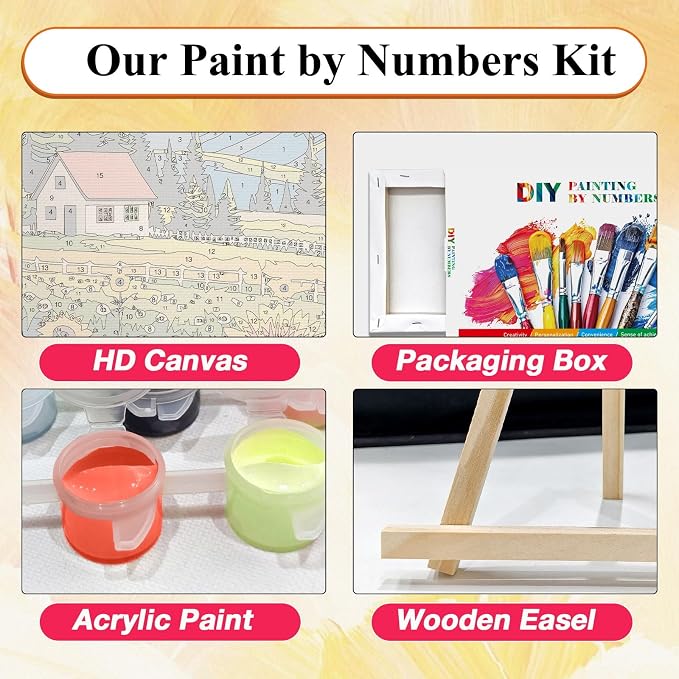SparkGlow Framed Paint by Numbers Kit for Adults Landscape, 8×12 Inch | Mountain Painting by Numbers, Premium Materials, Number Painting for Gift, Home Decoration, Relaxing and Joyful
