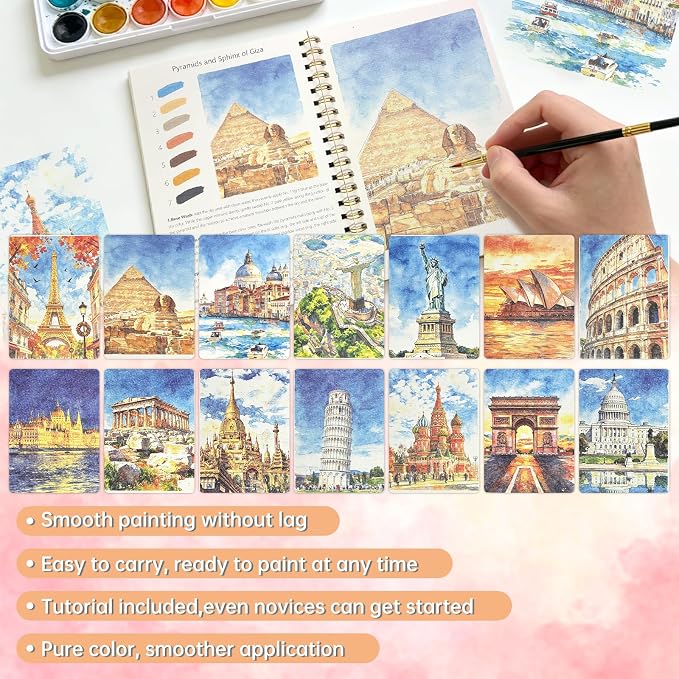 Watercolor Workbook, 16 Colors Watercolor Books Paint Set for Adults Teens