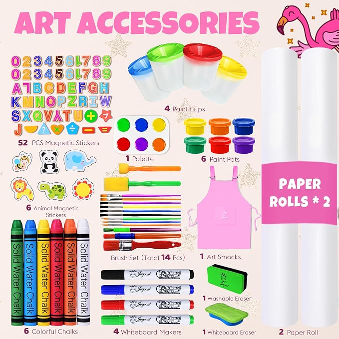 Joyooss Art Easel for Kids Easel for Toddler with Paper roll Pink
