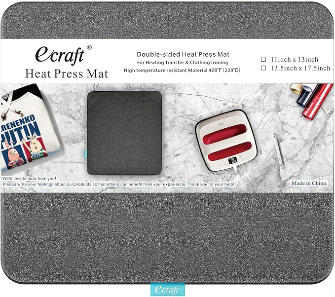 Heat Press Mat for Cricut Easypress: Ecraft (11 x 13 inch) Double-Sided Heating Ironing Mats for Craft Insulation Transfer HTV VinylHeat Press Machine,T Shirts