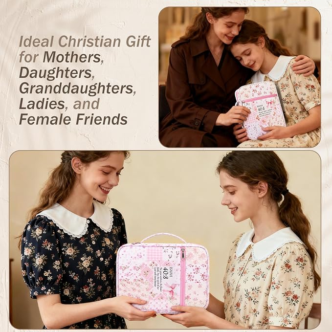 XKDOUS Bible Cover Case for Women Bible Bag Journaling Kit w/Study Supplies