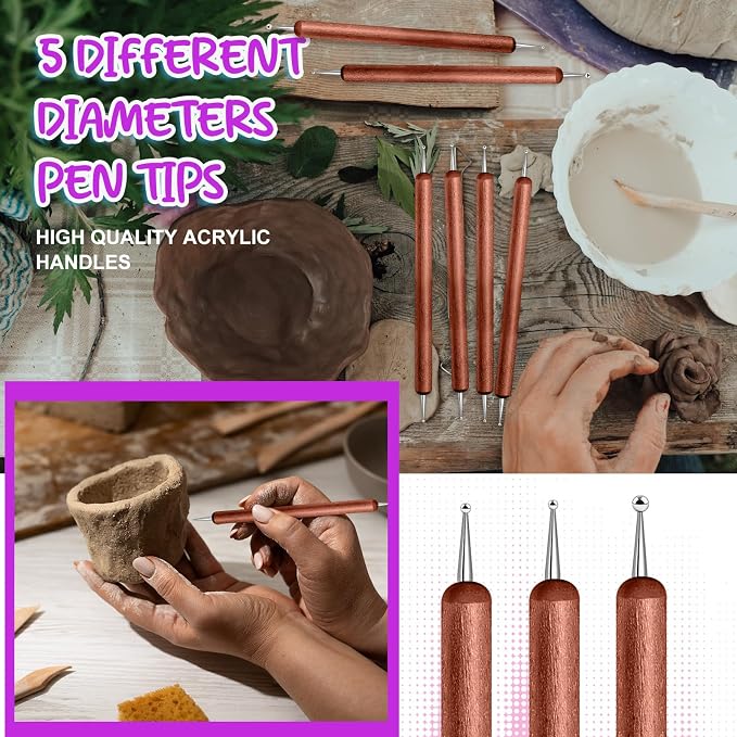 20Pcs Dotting Tools for Painting,Wooden Embossing Tools Tracing Stylus for Transfer Paper Drawing Paper