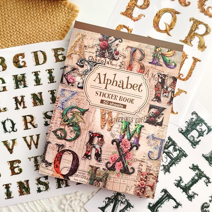 Alphabet & Number Stickers, 50 Sheets Vinyl Letters for DIY Crafts | Perfect for decorating journals, planners, scrapbooks, greeting cards, gifts, and creative DIY projects.