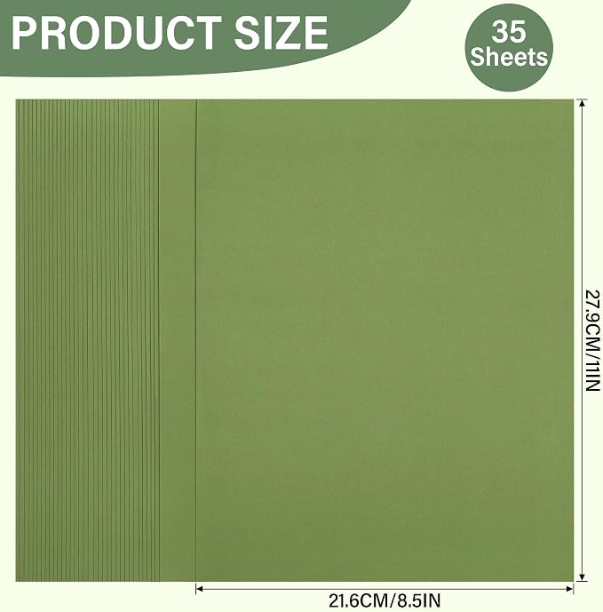 35 Sheets Bamboo Green Cardstock 92LB Construction Paper 8.5 x 11 Inch