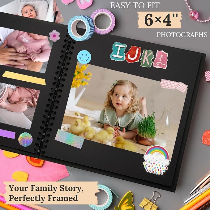 Scrapbook Photo Album 7"x7" 20 Sheets 40 Pages Hardcover Kraft Paper Khaki