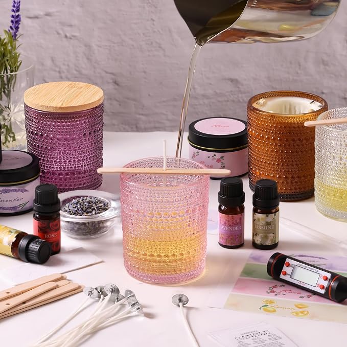 DARJEN Candle Making Kit for Adult, 4 Jars & 4 Tins Soy Wax Scented DIY Set | 100% Soy Wax, 10oz Glass Jars, 4oz Tins, Cotton Wicks, Pleasant Scents, Instruction& More- Perfect as Home Decorations