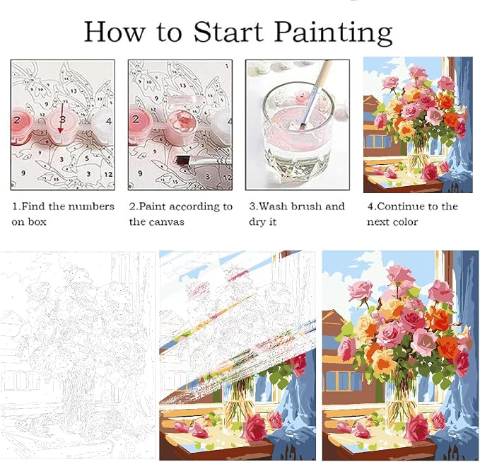ZRIZQ Paint by Numbers Kit for Adults Beginner,Flowers 16x20