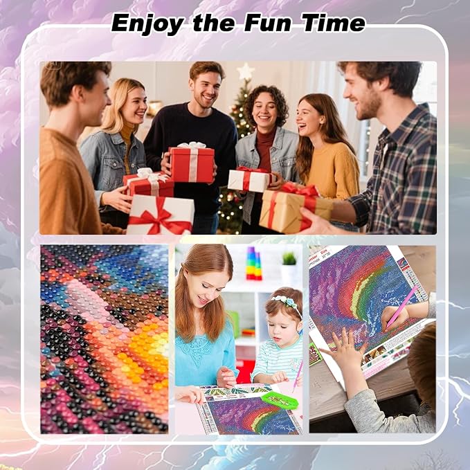 AIBOERL Diamond Art Kits for Adults,Rainbow Diamond Painting Wall Decor | Round Drill Scenery Diamond Painting for Beginners DIY Rhinestone 5D Diamond dots(Gemstone Craft)Wall Art Gift 12x16IN