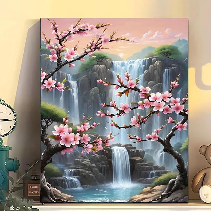 Arttoplus Waterfall Paint by Numbers Kit for Adults Beginner 16x20 inch | Landscape Adult Paint by Number Kits on Canvas, Diy Oil Acrylic Painting by Number for Gift Home Wall Decor (Without Frame)