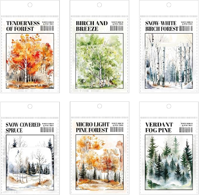 120 Pieces Botanical Tree-Themed PET Sticker