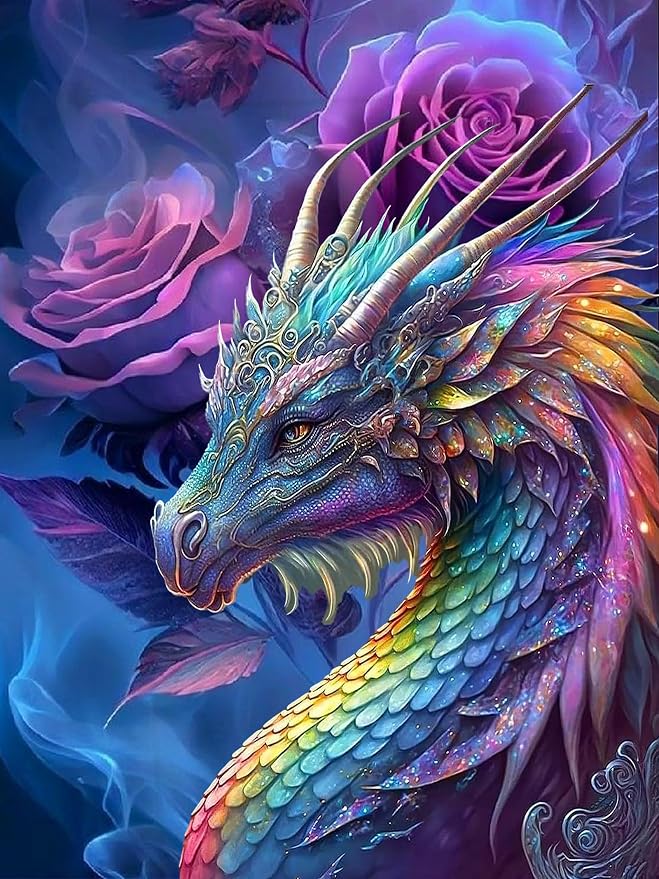 Diamond Art Kits for Adults Dragon Rose Diamond Painting Kit 12x16in