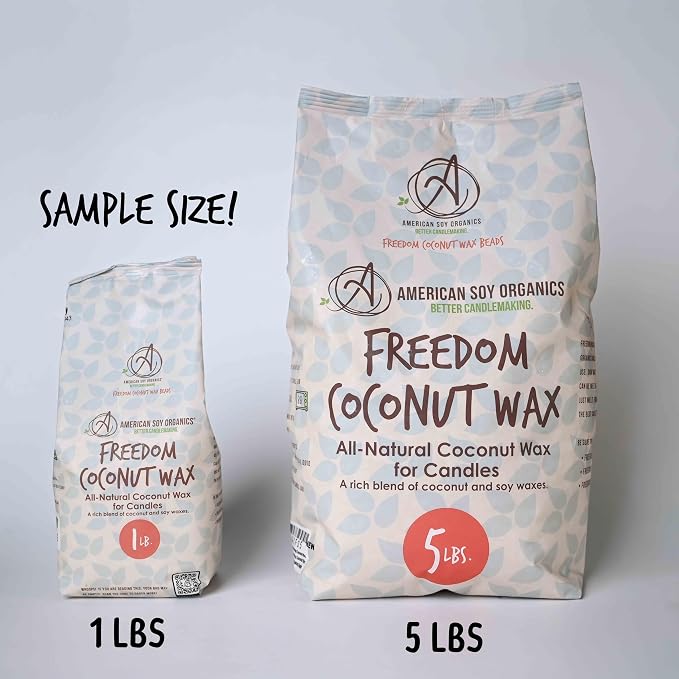 American Soy Organics Freedom Coconut Soy Wax Beads, Candle Wax, 1 lb | DIY Candle Making Supplies Ideal for Container Candles, Tealights & Wax Melts, Paraffin-Free, Beeswax-Free, Microwavable